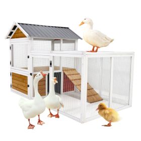 77"Large outdoor chicken coop Wooden chicken coop, duck coop with nest box, bird cage, rabbit cage - waterproof PVC board ( yellow brown gradient 80 "