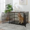 42" Heavy Duty Dog Crate for Large Medium Dogs, Furniture Style cage with 4 Lockable Wheels and 2 Locks, Decorative Pet House Wooden Cage Kennel Furni