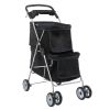 Pet Stroller for 2 Dogs and Cats, Double 4 Wheel Cat Pet Carriers Bag Jogger for Small Medium Pets, Waterproof Folding Crate with Soft Pad, Black