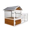 77"Large outdoor chicken coop Wooden chicken coop, duck coop with nest box, bird cage, rabbit cage - waterproof PVC board ( yellow brown gradient 80 "