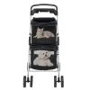 Pet Stroller for 2 Dogs and Cats, Double 4 Wheel Cat Pet Carriers Bag Jogger for Small Medium Pets, Waterproof Folding Crate with Soft Pad, Black