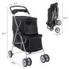 Pet Stroller for 2 Dogs and Cats, Double 4 Wheel Cat Pet Carriers Bag Jogger for Small Medium Pets, Waterproof Folding Crate with Soft Pad, Black