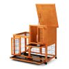 Detachable Rabbit Hutch with Removable Tray and Rolling Casters, Orange