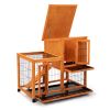 Detachable Rabbit Hutch with Removable Tray and Rolling Casters, Orange