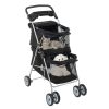 Pet Stroller for 2 Dogs and Cats, Double 4 Wheel Cat Pet Carriers Bag Jogger for Small Medium Pets, Waterproof Folding Crate with Soft Pad, Black