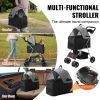 VEVOR Pet Stroller, 4 Wheels Dog Stroller Rotate with Brakes, 35lbs Weight Capacity, Puppy Stroller with Detachable Carrier, Storage Basket and Cup Ho