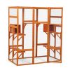 Large Cat Enclosure with 5 Perches, 2 Condos and 1 Lockable Door, Orange