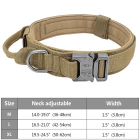 Tactical Pet Collar; Dog Collar With Handle; Military Heavy Duty Dog Collars For Medium Large Dogs (Color: Khaki, size: XL)