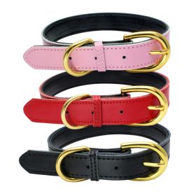 Genuine Leather Dog Collar; Wide Dog Collar; Soft Padded Breathable Adjustable Tactical Waterproof Pet Collar (Specification (L * W): M 42*2.0cm, colour: red)