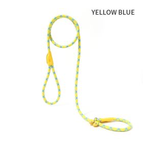 Dog Rope Pet Pulling Rope Puppy Strap Traction Rope Heavy Duty Belt Large Dog Leash Dog Collar Strap Dog Training Pet Harness Hands-Free Leash For Sma (Color: Yellow Blue, size: 1.8x1)