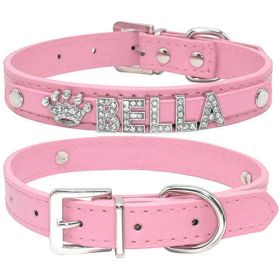 Bling Rhinestone Puppy Dog Collars Personalized Small Dogs Chihuahua (Color: Pink, size: S)