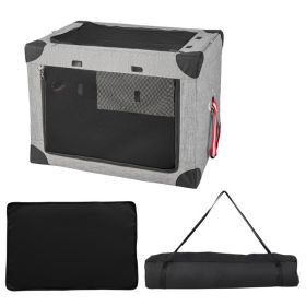 M/L 3-Door Dog Crate with Removable Pad and Metal Frame (size: M)