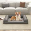 Egg-Foam Dog Crate Bed with 3-Side Bolster and Removable Washable Bed Cover