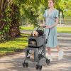 Double Pet Stroller Foldable 3-in-1 Dog Stroller with 2 Detachable Carriers