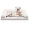 Egg-Foam Dog Crate Bed with 3-Side Bolster and Removable Washable Bed Cover