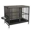 Modern Kennel Dogs room up to 80 LB, Dog crate furniture with Multi-Purpose Rremovable Ttray, Double-Door Dog House, lift Panel, 360 Degree Rotation -